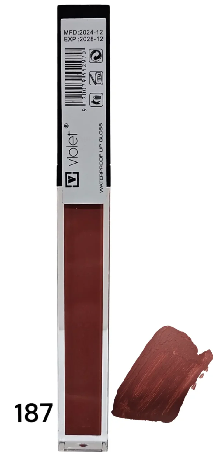 رژ لب مایع برند ویولت شماره 187- LIP GLOSE WATERPROOF VIOLET187 - تصویر 3